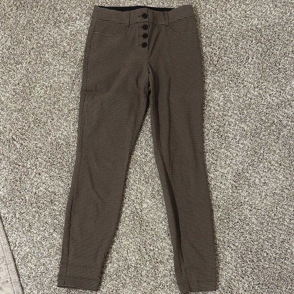 Women's Brown Checkered Trousers